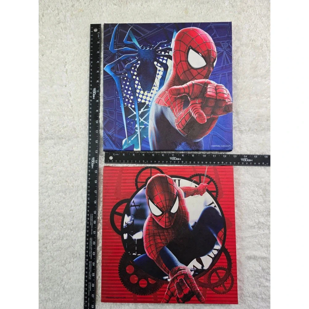 Marvel Spider-Man Canvas Wall Art Set of 2 Red Blue Superhero Kids Room Decor